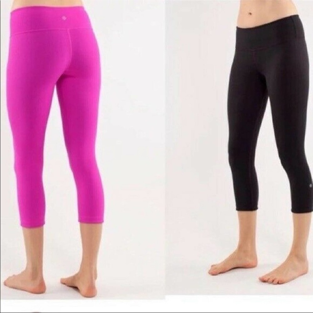 Lululemon Women's Wunder Under Crop *Reversible Black / Paris Pink Size 4